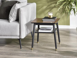 Flynn Side Table Sqaure, Walnut/Black