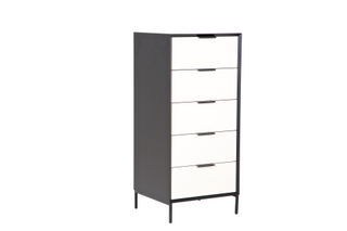 Chancery Tallboy 5 Drawer, Grey/Black